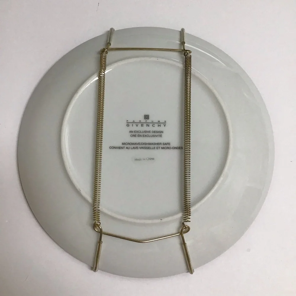 Givenchy Paris Porcelain Dessert Plates SET OF 2 Lily Bird of Paradise 8.25 2003